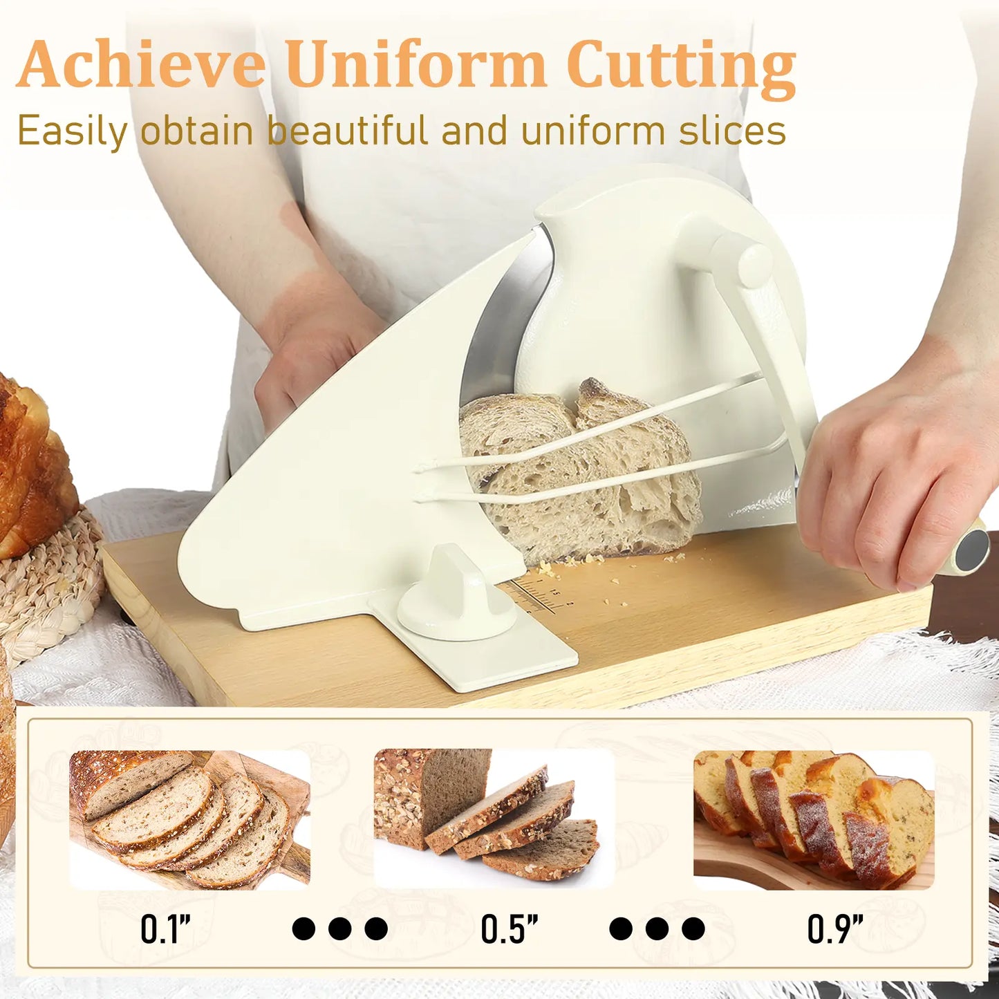 [Upgraded Version] Manual Bread Slicer, Thickness Adjustable